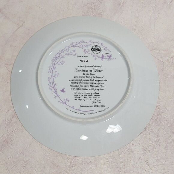 2 Bradex China Plates Ltd Ed. 'CARDINALS IN WINTER' & 'EARLY MORNING RAIN' - Picture 3 of 9